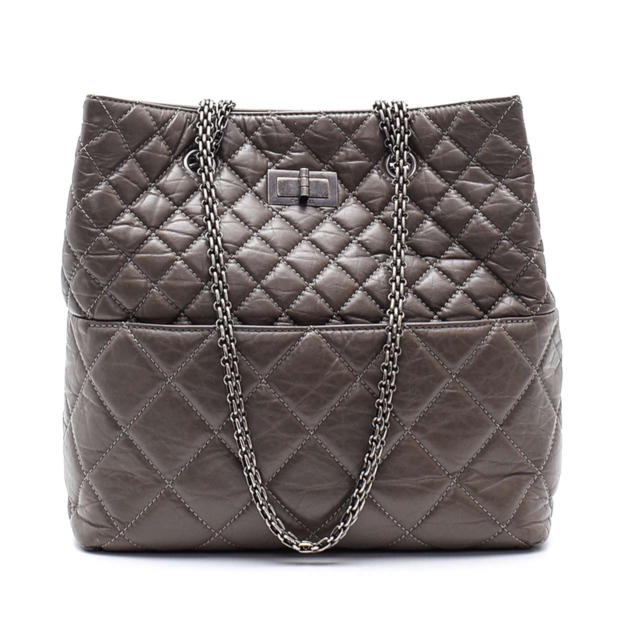 Chanel - Grey Quilted Lambskin Leather Classic in the Business Reissue Tote Bag